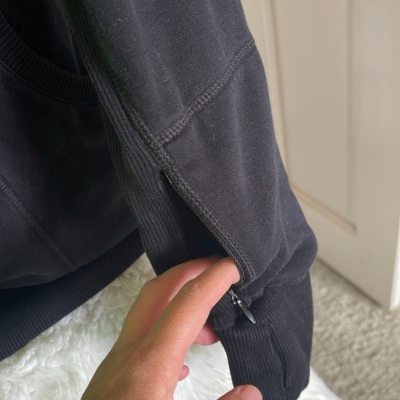 90 degrees black cotton sweatshirt preowned wish zip in front the strap missing - Picture 7 of 9